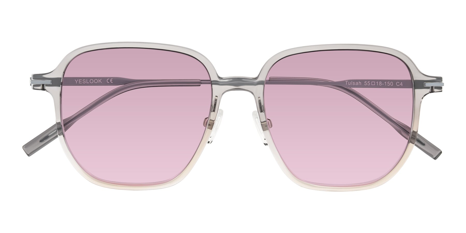 Folded Front of Tulsah in Gradient Light Gray/Brown with Light Wine Tinted Lenses