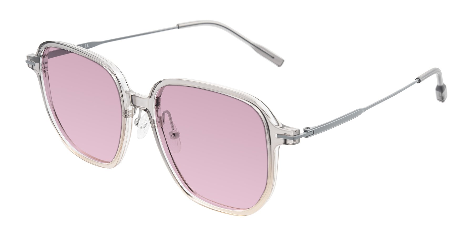 Angle of Tulsah in Gradient Light Gray/Brown with Light Wine Tinted Lenses