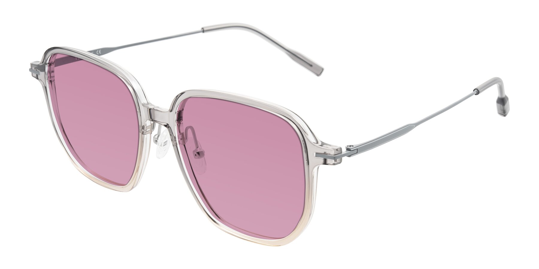 Angle of Tulsah in Gradient Light Gray/Brown with Medium Wine Tinted Lenses