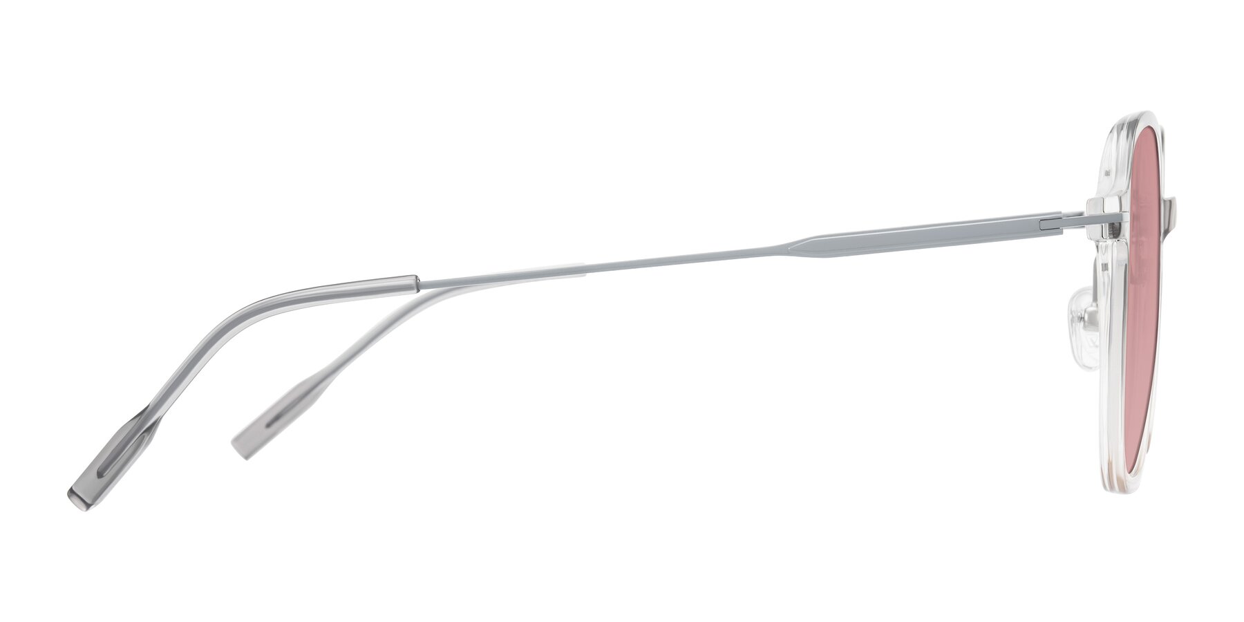 Side of Tulsah in Gradient Light Gray/Brown with Medium Garnet Tinted Lenses