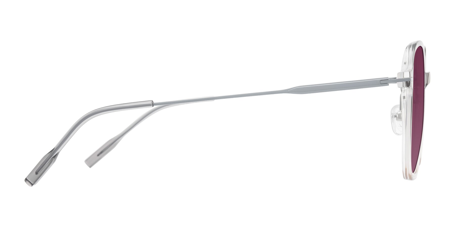 Side of Tulsah in Gradient Light Gray/Brown with Wine Tinted Lenses