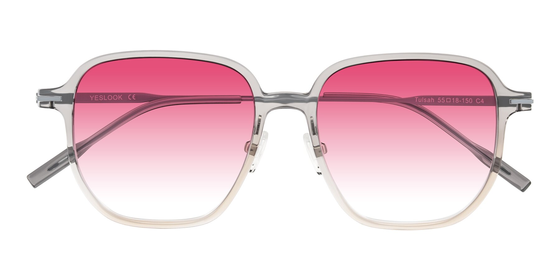 Folded Front of Tulsah in Gradient Light Gray/Brown with Pink Gradient Lenses