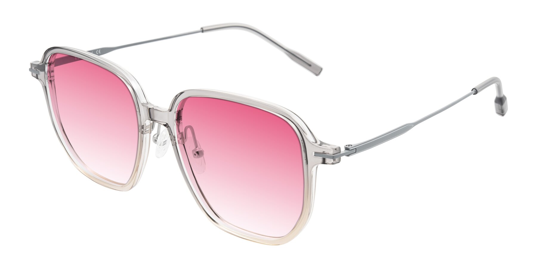 Angle of Tulsah in Gradient Light Gray/Brown with Pink Gradient Lenses