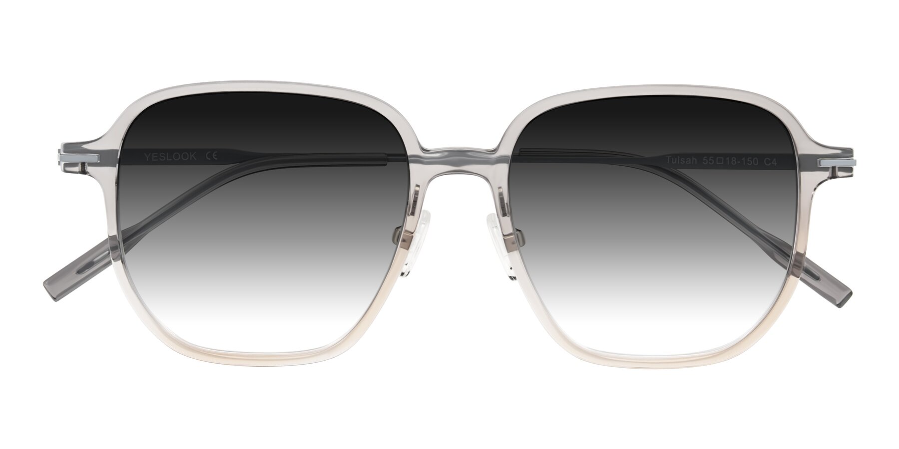 Folded Front of Tulsah in Gradient Light Gray/Brown with Gray Gradient Lenses