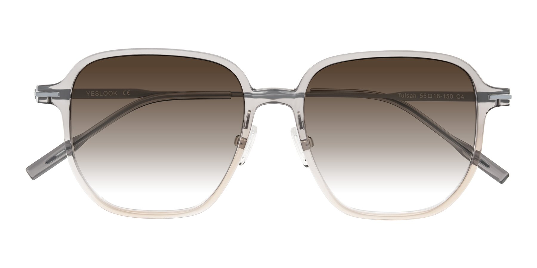 Folded Front of Tulsah in Gradient Light Gray/Brown with Brown Gradient Lenses
