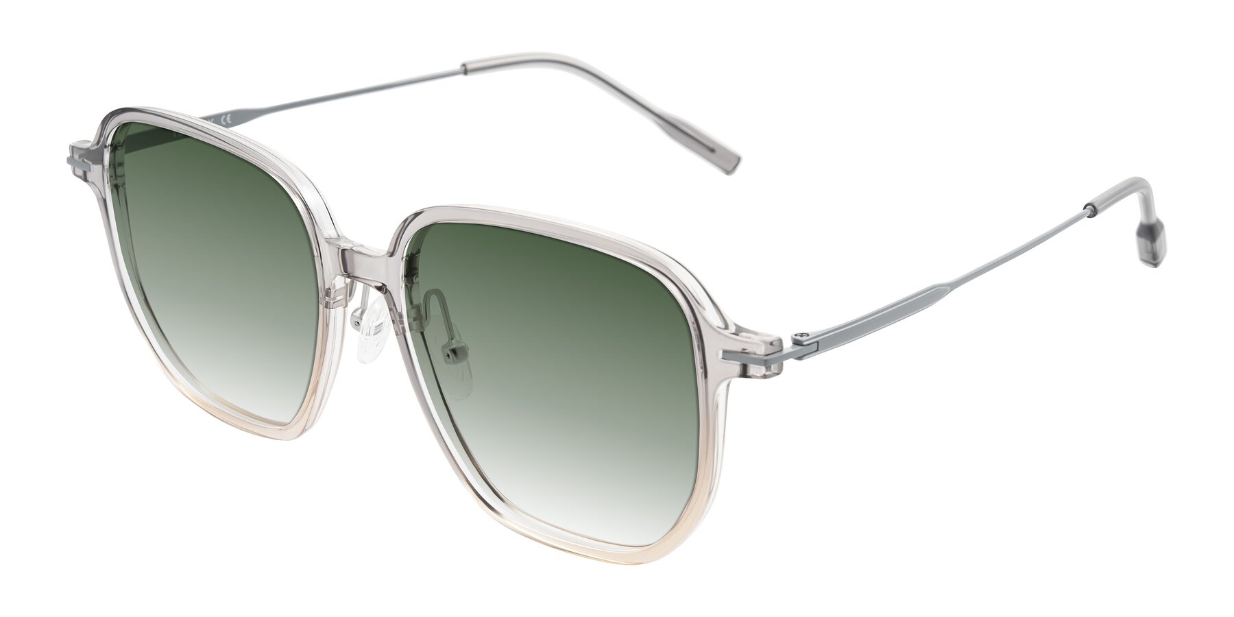 Angle of Tulsah in Gradient Light Gray/Brown with Green Gradient Lenses