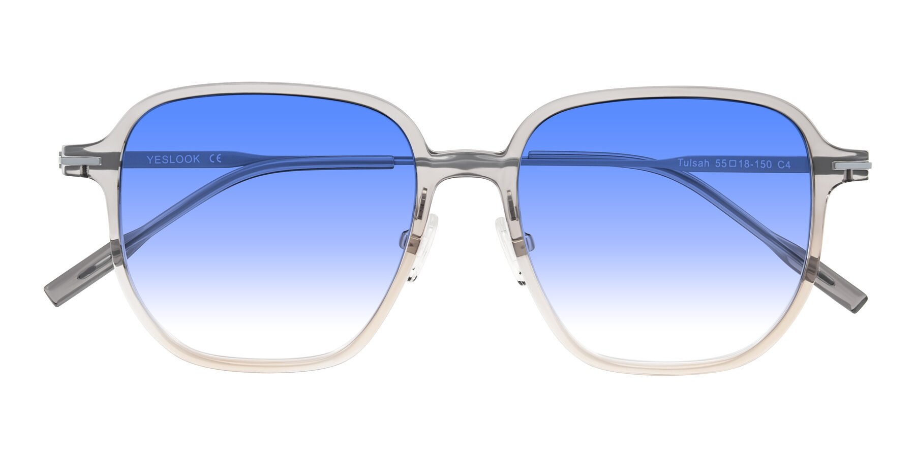 Folded Front of Tulsah in Gradient Light Gray/Brown with Blue Gradient Lenses