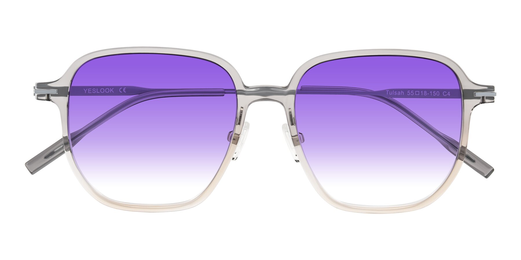 Folded Front of Tulsah in Gradient Light Gray/Brown with Purple Gradient Lenses