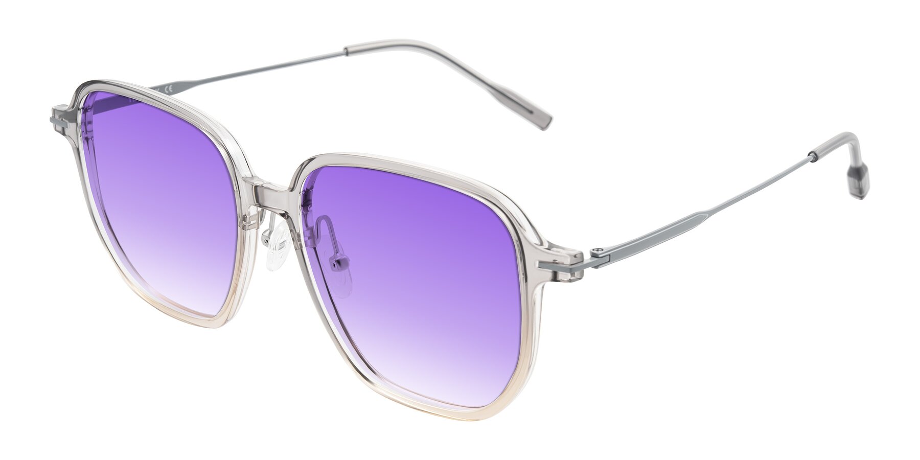 Angle of Tulsah in Gradient Light Gray/Brown with Purple Gradient Lenses