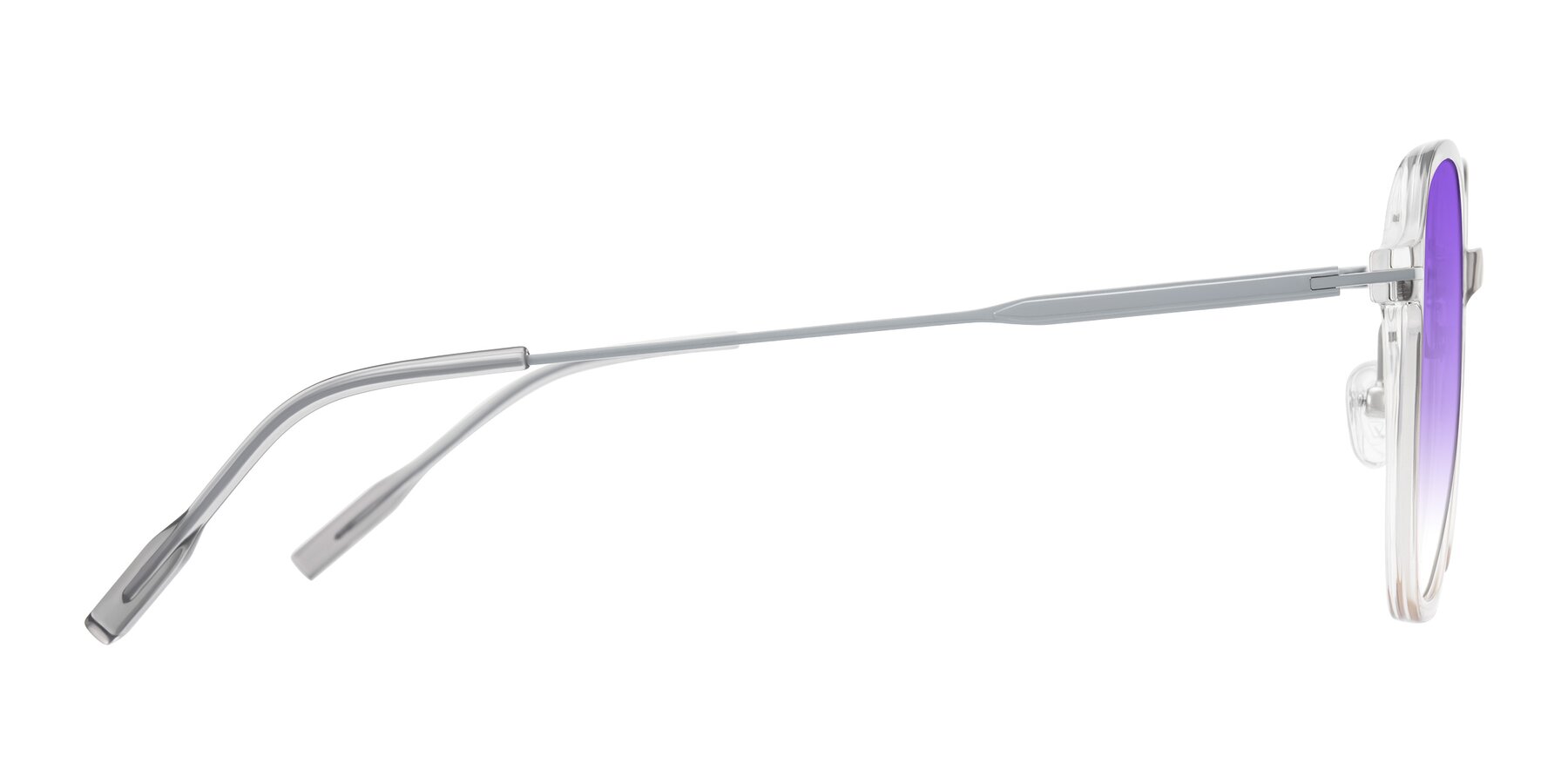 Side of Tulsah in Gradient Light Gray/Brown with Purple Gradient Lenses