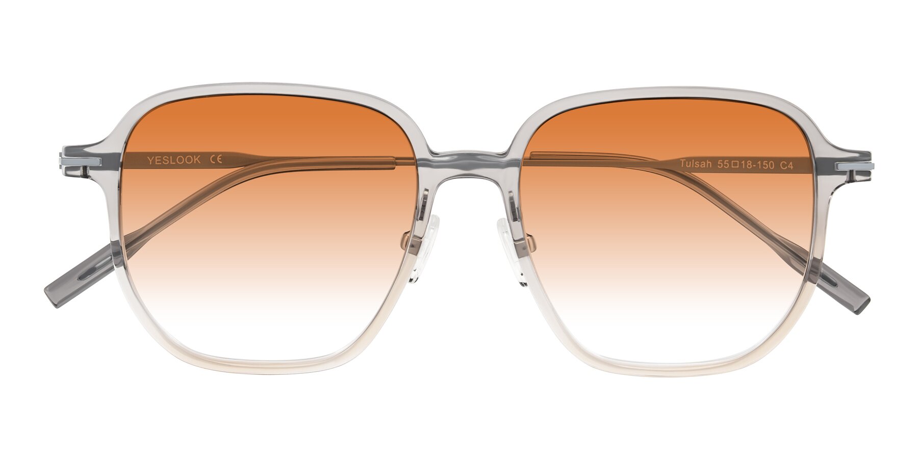 Folded Front of Tulsah in Gradient Light Gray/Brown with Orange Gradient Lenses