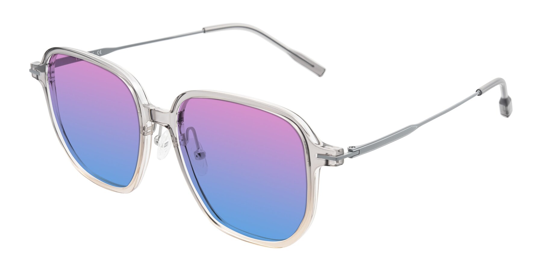 Angle of Tulsah in Gradient Light Gray/Brown with Pink / Blue Gradient Lenses