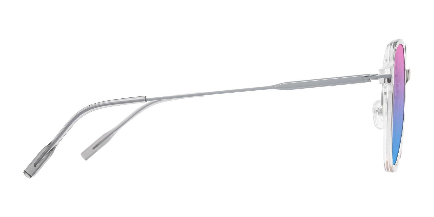 Side of Tulsah in Gradient Light Gray/Brown with Pink / Blue Gradient Lenses