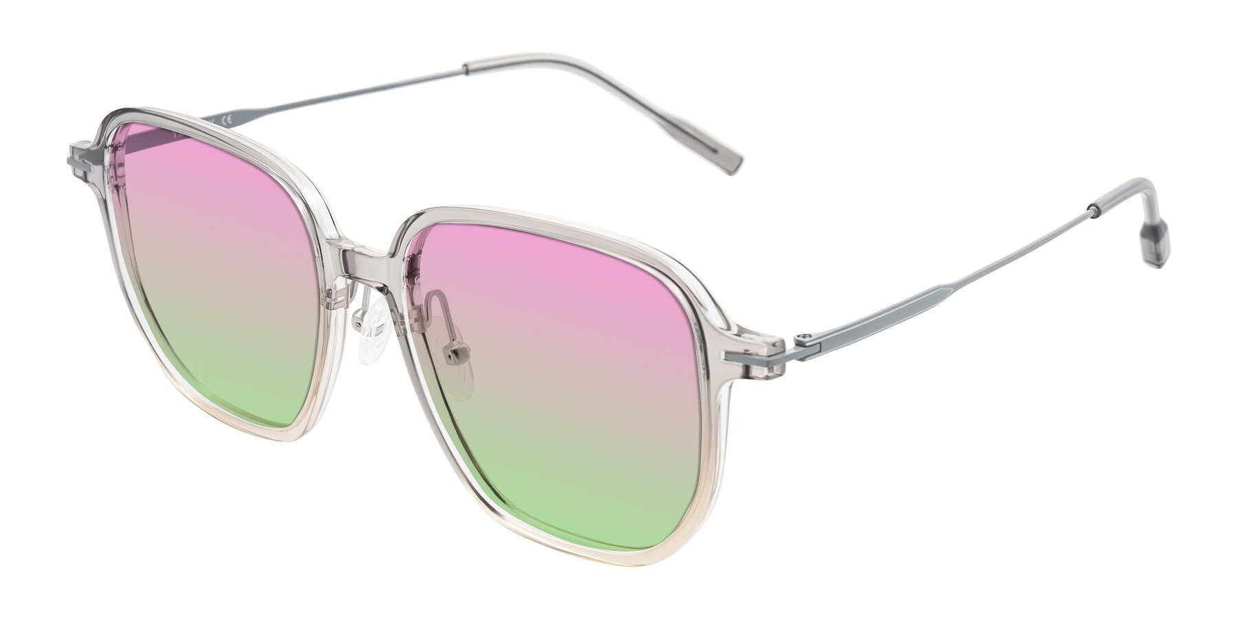 Angle of Tulsah in Gradient Light Gray/Brown with Pink / Green Gradient Lenses