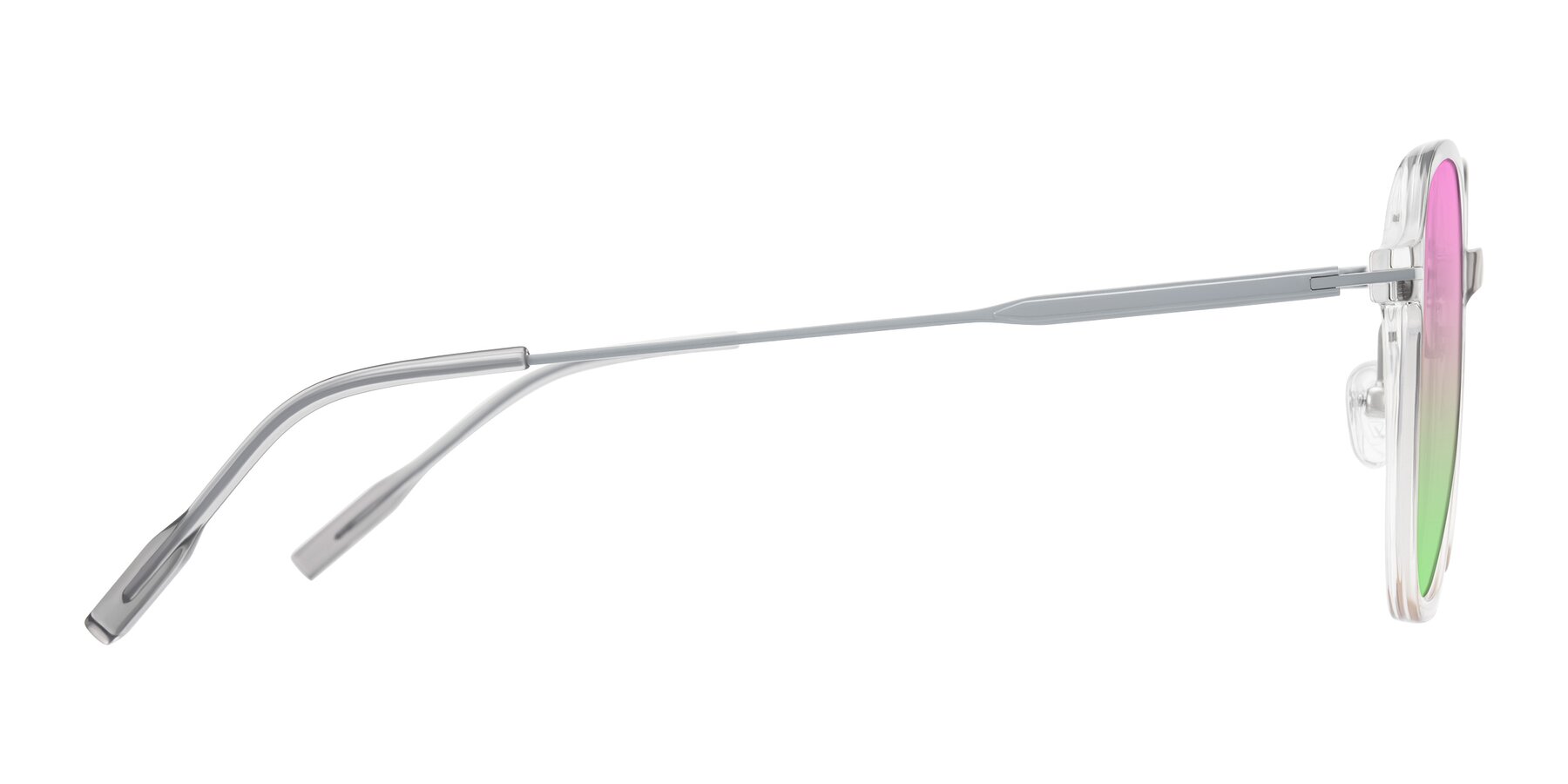 Side of Tulsah in Gradient Light Gray/Brown with Pink / Green Gradient Lenses
