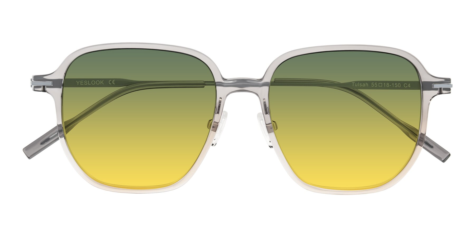 Folded Front of Tulsah in Gradient Light Gray/Brown with Green / Yellow Gradient Lenses