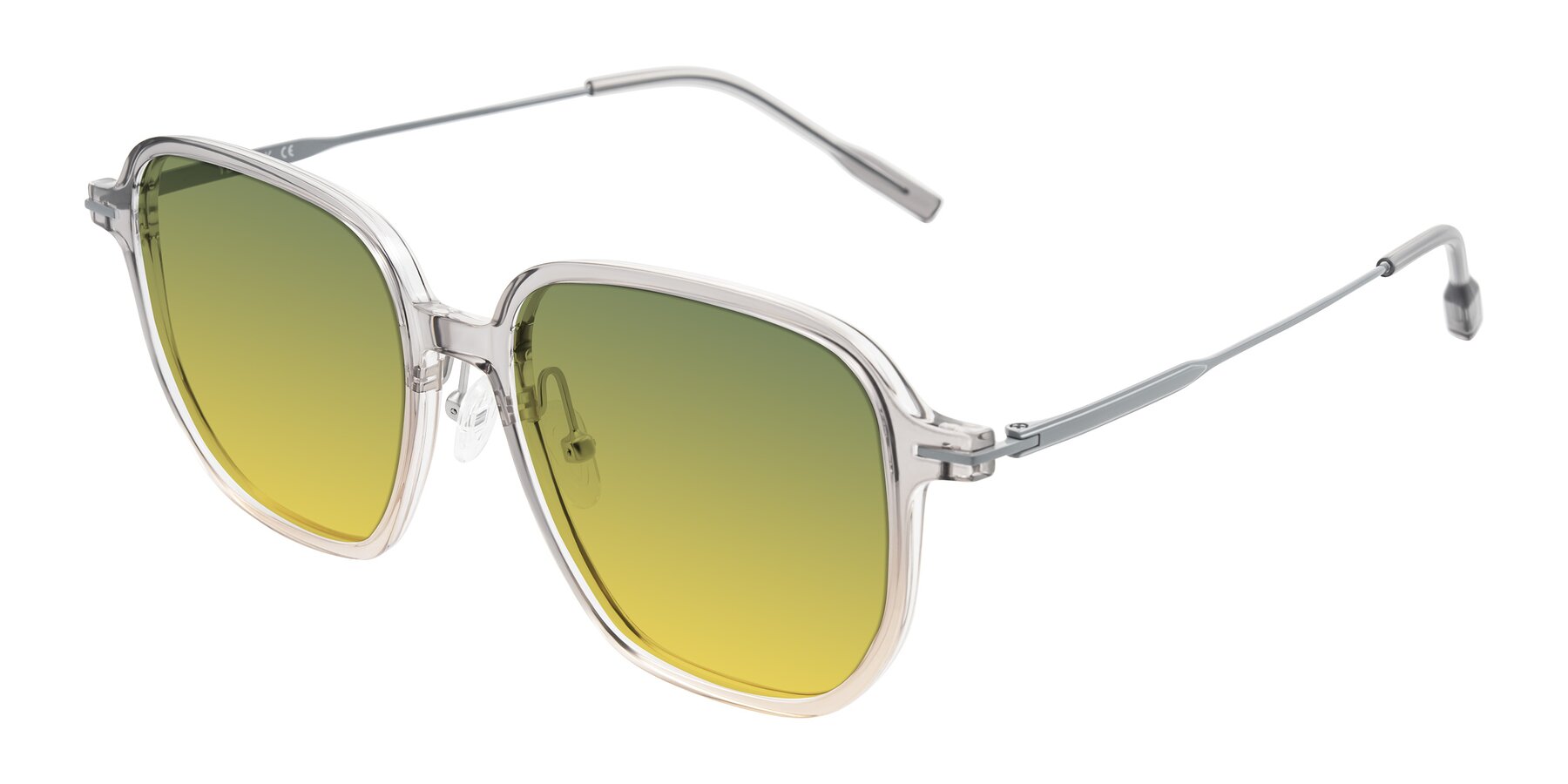 Angle of Tulsah in Gradient Light Gray/Brown with Green / Yellow Gradient Lenses