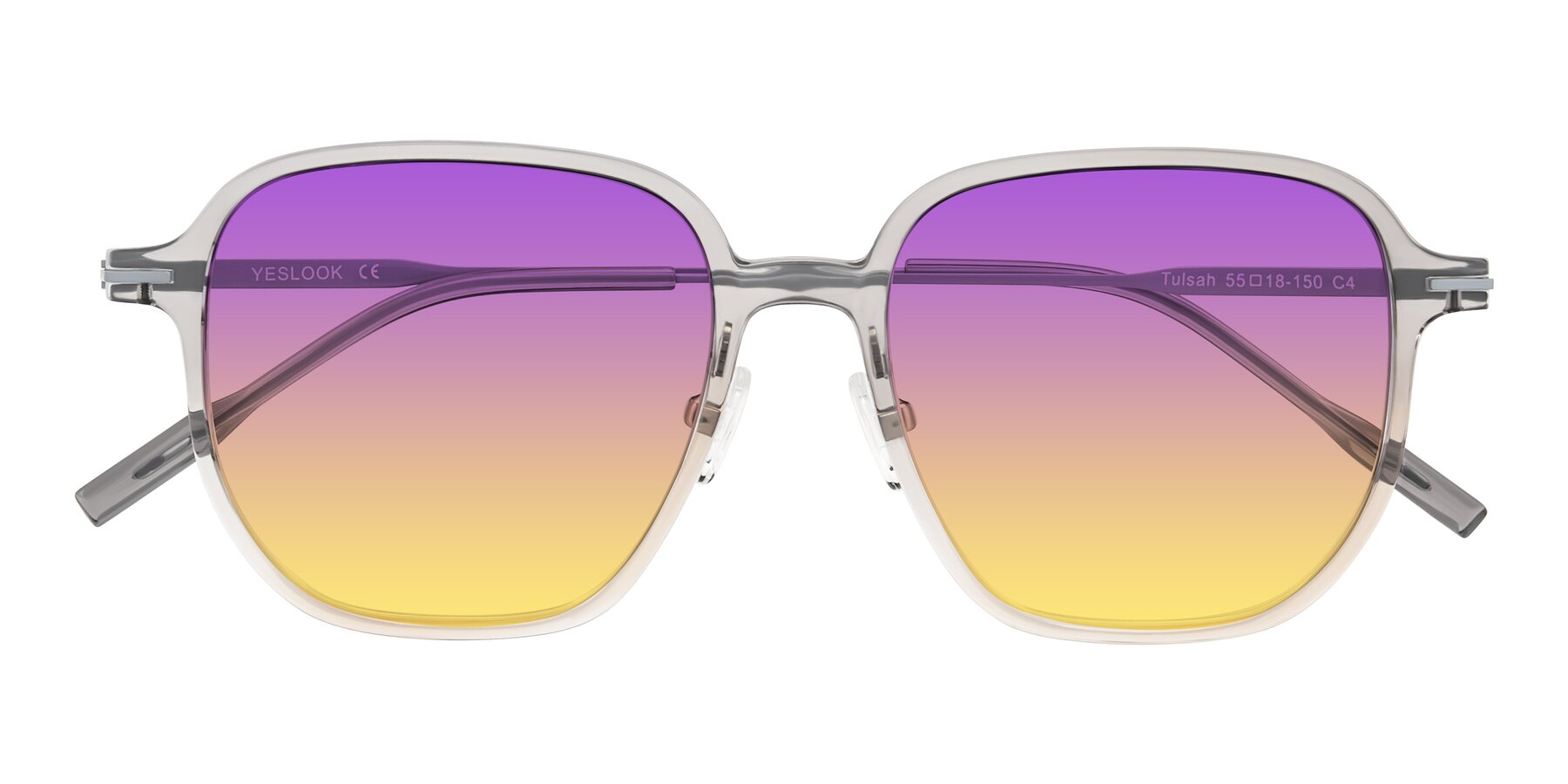Folded Front of Tulsah in Gradient Light Gray/Brown with Purple / Yellow Gradient Lenses