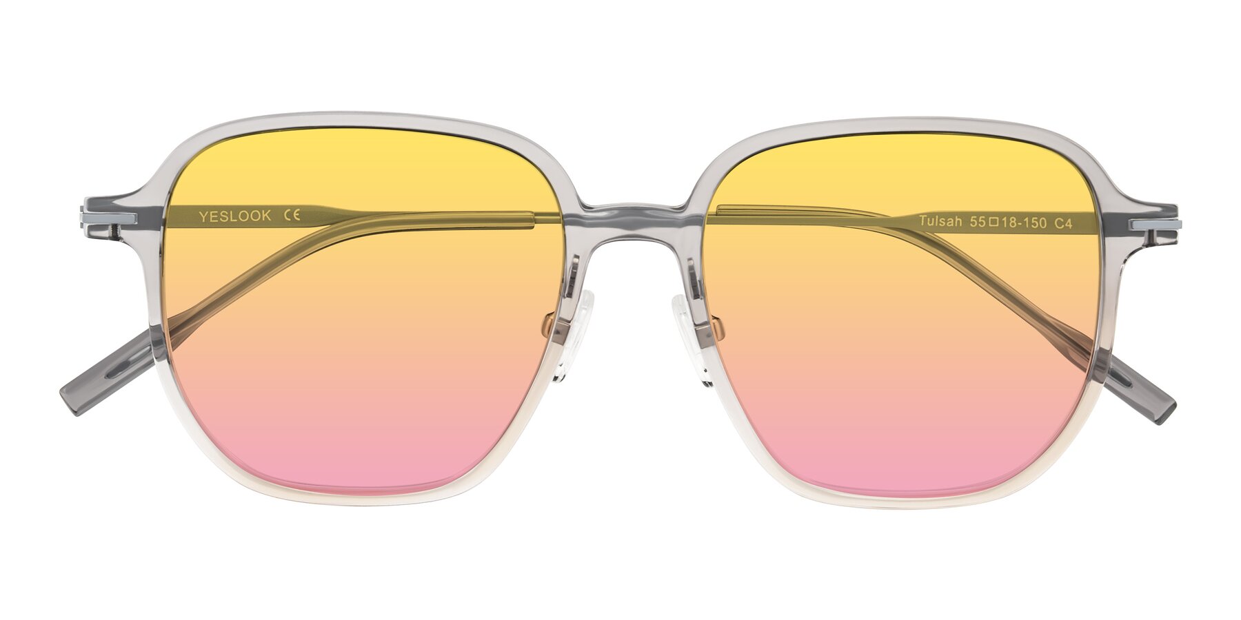Folded Front of Tulsah in Gradient Light Gray/Brown with Yellow / Pink Gradient Lenses