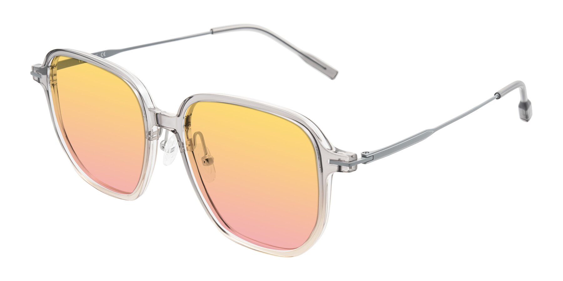 Angle of Tulsah in Gradient Light Gray/Brown with Yellow / Pink Gradient Lenses
