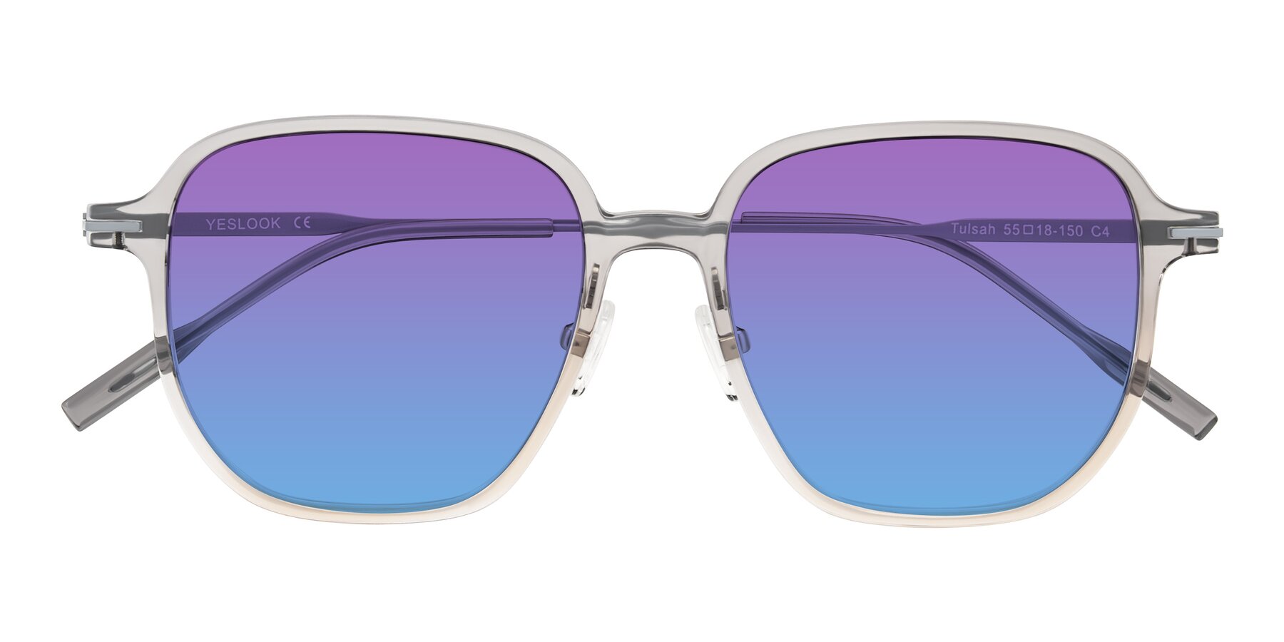Folded Front of Tulsah in Gradient Light Gray/Brown with Purple / Blue Gradient Lenses