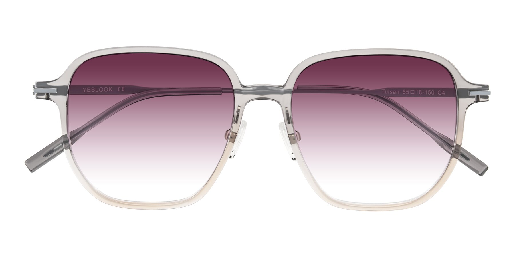 Folded Front of Tulsah in Gradient Light Gray/Brown with Wine Gradient Lenses