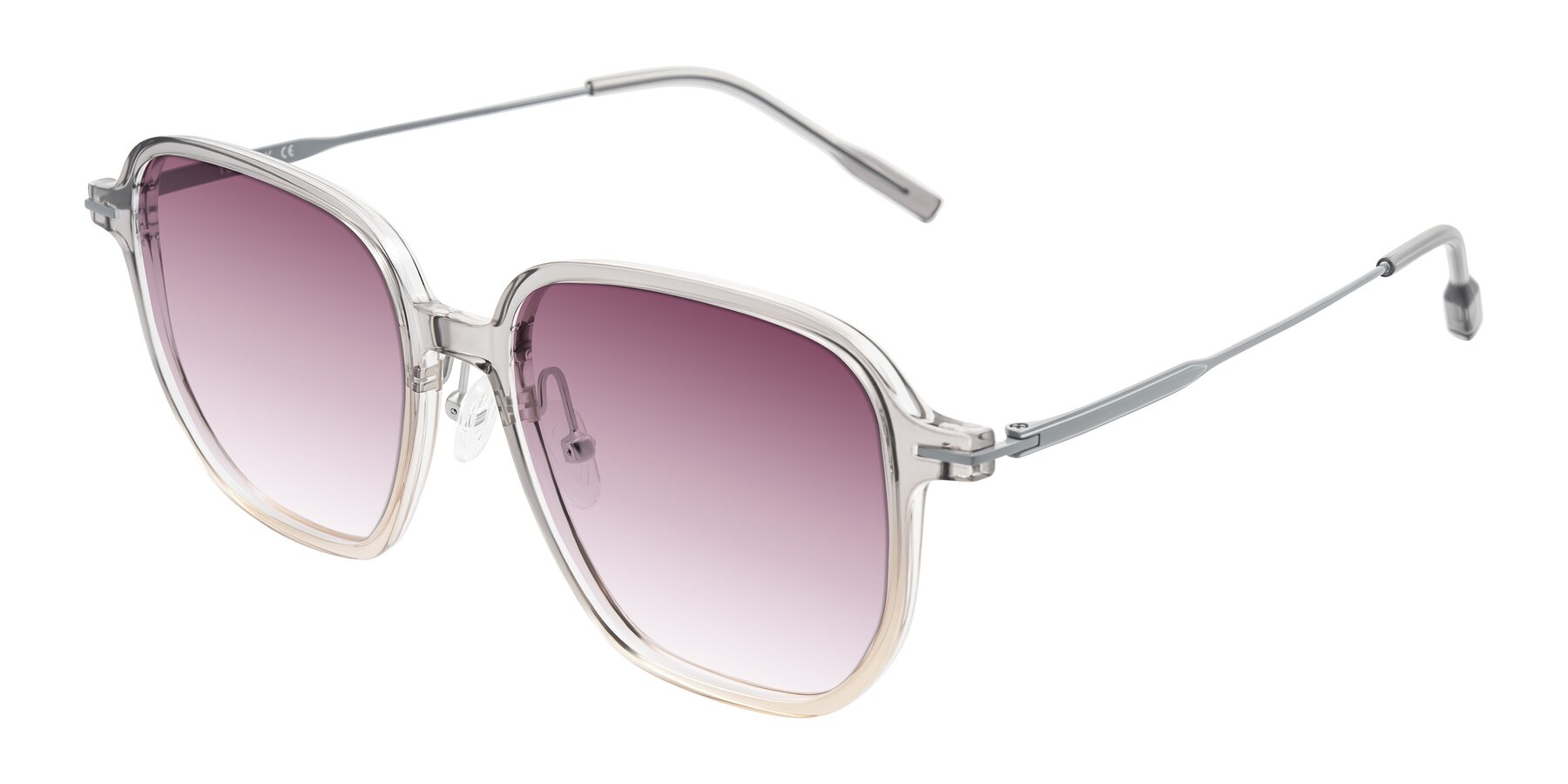 Angle of Tulsah in Gradient Light Gray/Brown with Wine Gradient Lenses