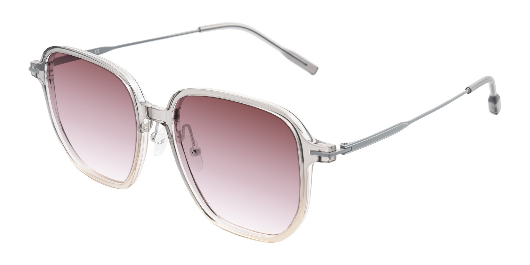Angle of Tulsah in Gradient Light Gray/Brown with Garnet Gradient Lenses
