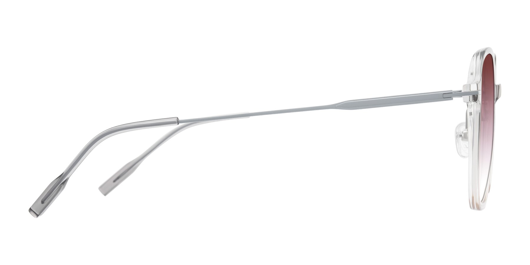 Side of Tulsah in Gradient Light Gray/Brown with Garnet Gradient Lenses