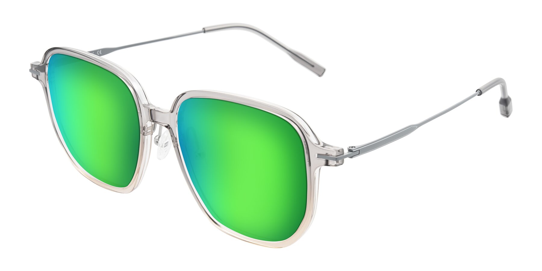 Angle of Tulsah in Gradient Light Gray/Brown with Green Mirrored Lenses