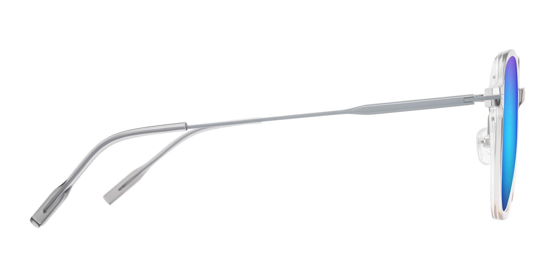 Side of Tulsah in Gradient Light Gray/Brown with Blue Mirrored Lenses
