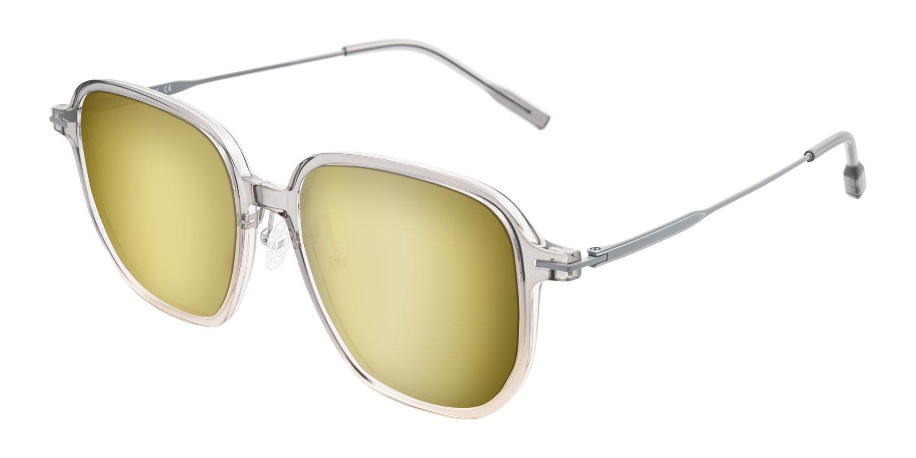 Angle of Tulsah in Gradient Light Gray/Brown with Gold Mirrored Lenses