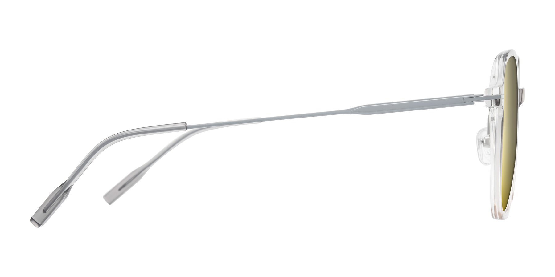 Side of Tulsah in Gradient Light Gray/Brown with Gold Mirrored Lenses