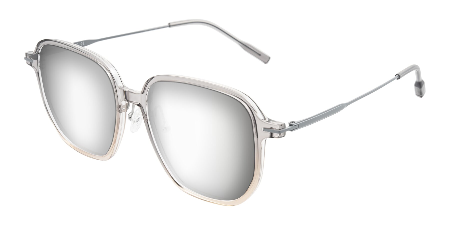 Angle of Tulsah in Gradient Light Gray/Brown with Silver Mirrored Lenses
