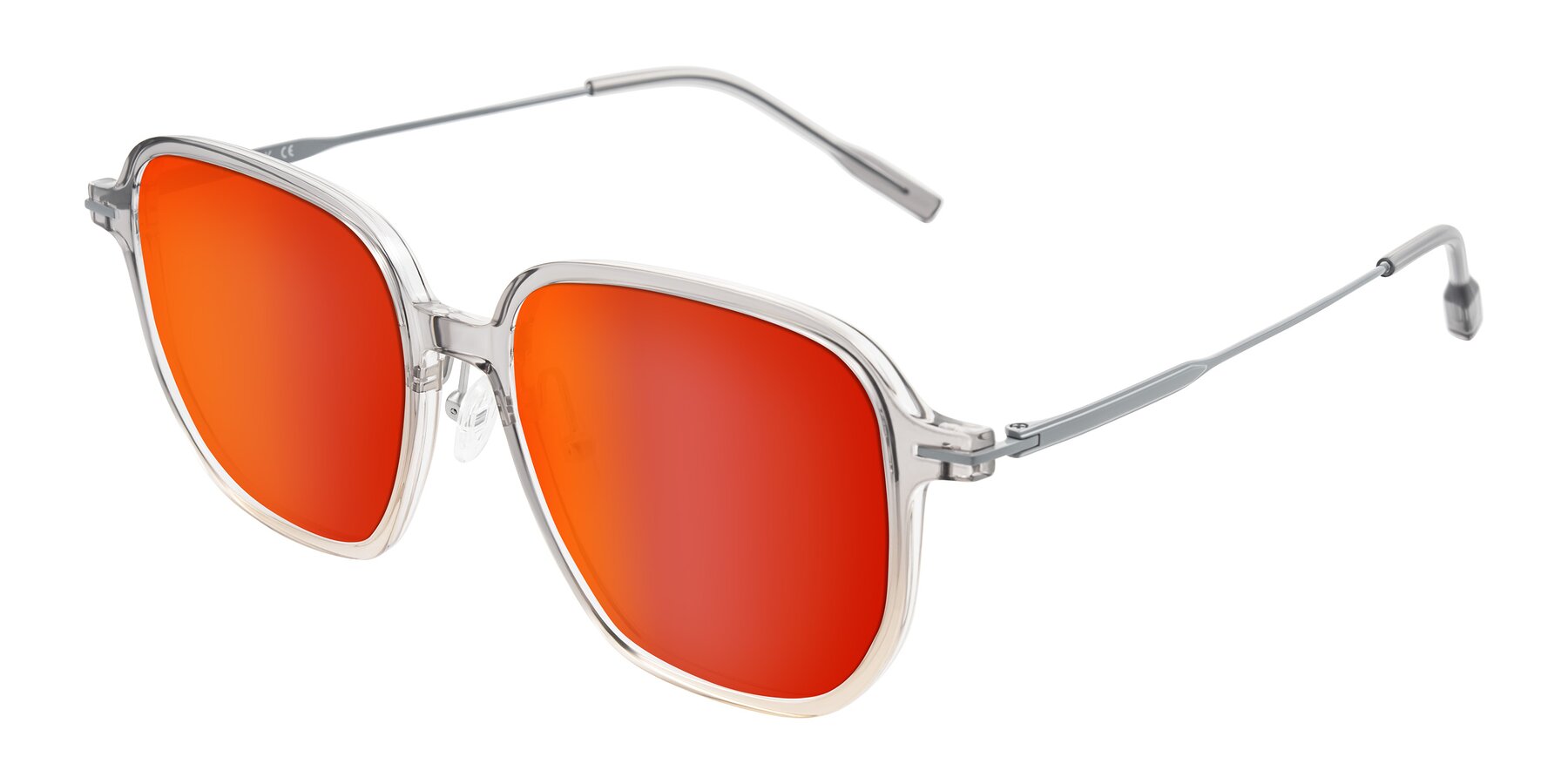 Angle of Tulsah in Gradient Light Gray/Brown with Red Gold Mirrored Lenses