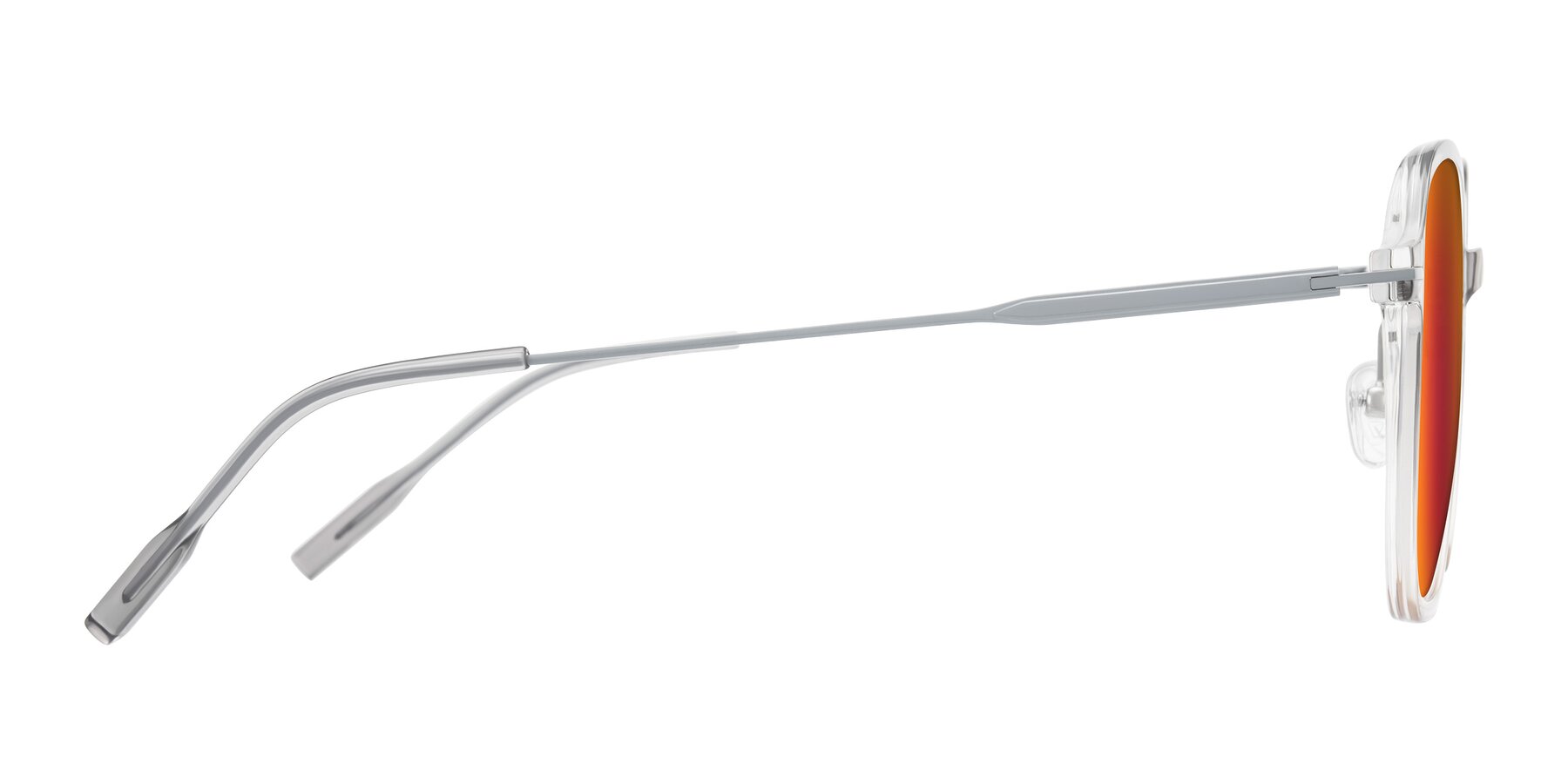 Side of Tulsah in Gradient Light Gray/Brown with Red Gold Mirrored Lenses