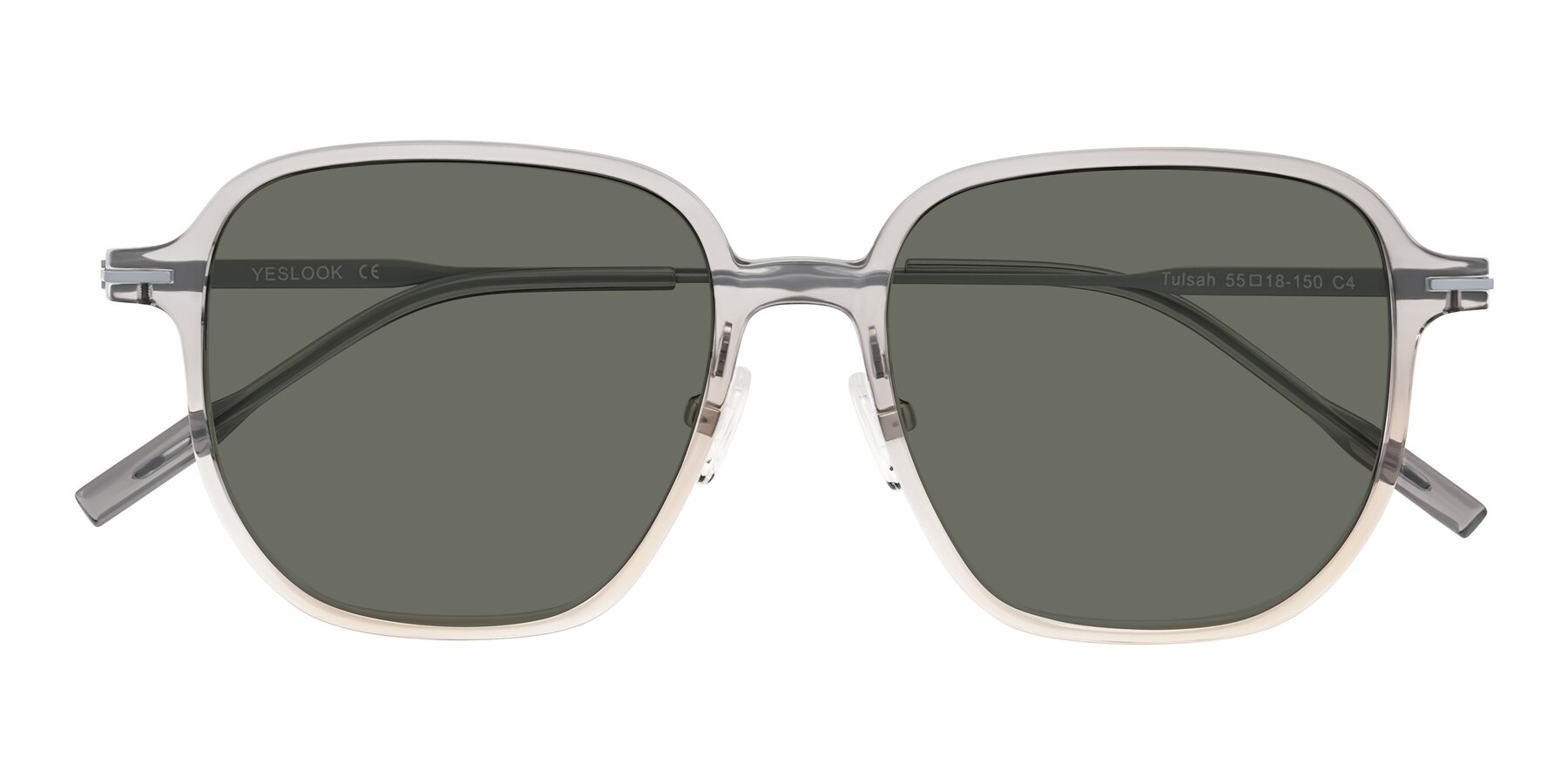 Folded Front of Tulsah in Gradient Light Gray/Brown with Gray Polarized Lenses