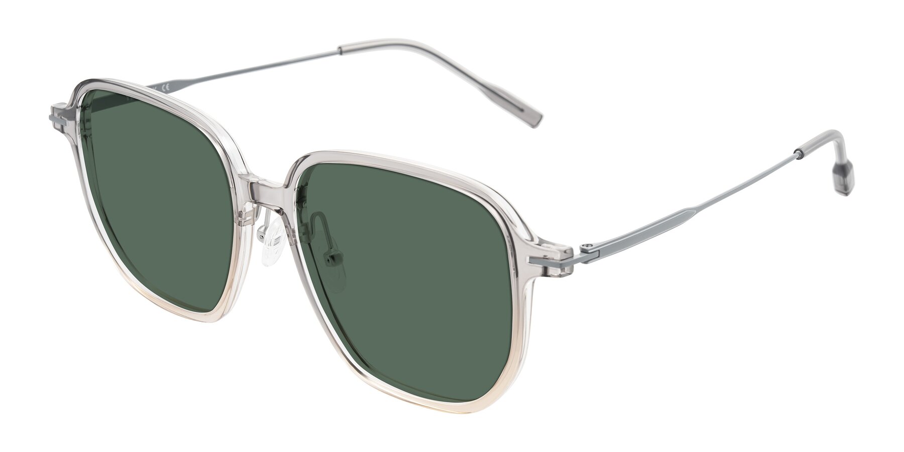 Angle of Tulsah in Gradient Light Gray/Brown with Green Polarized Lenses