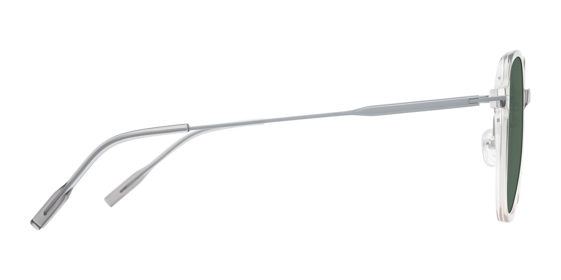 Side of Tulsah in Gradient Light Gray/Brown with Green Polarized Lenses