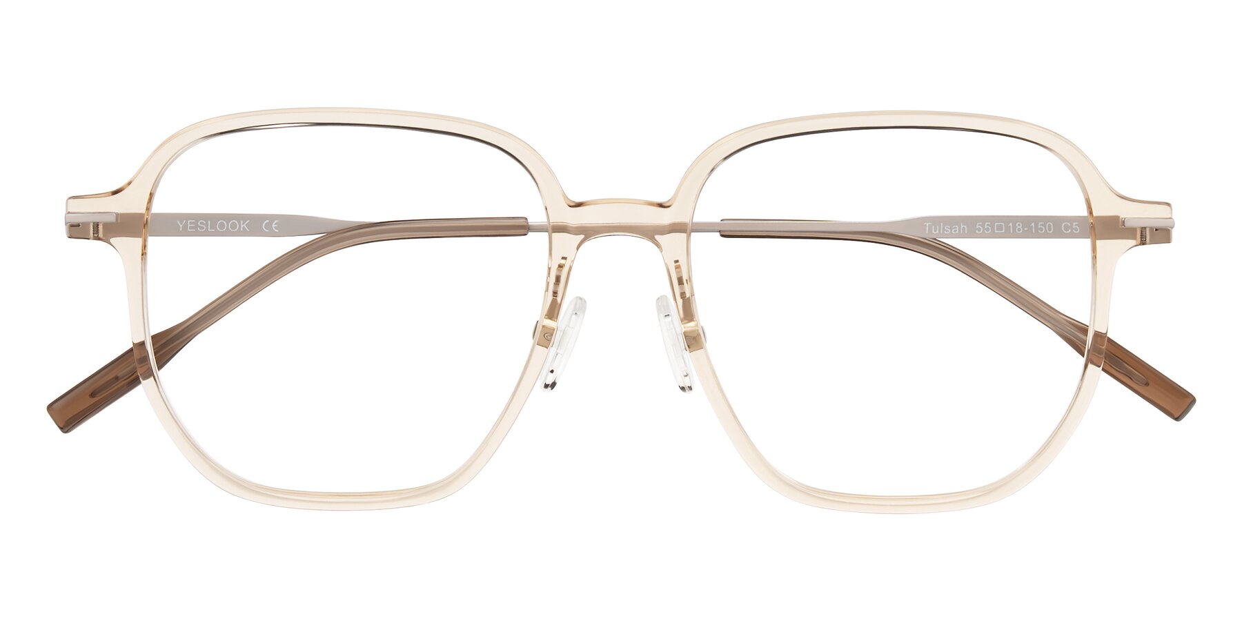 Folded Front of Tulsah in Light Orange with Clear Eyeglass Lenses