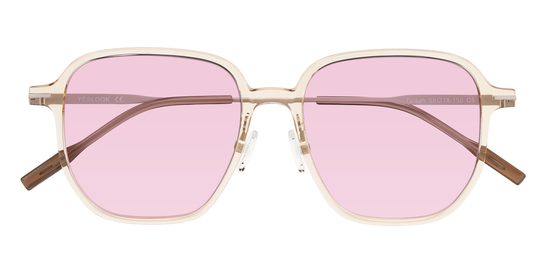 Folded Front of Tulsah in Light Orange with Light Pink Tinted Lenses