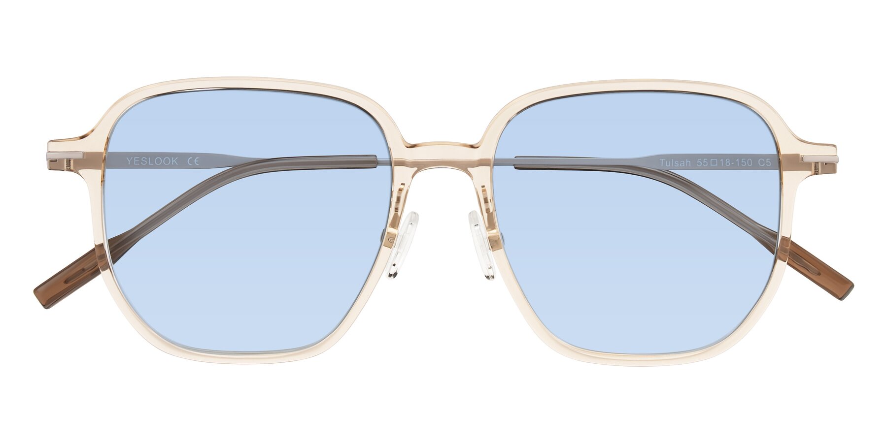 Folded Front of Tulsah in Light Orange with Light Blue Tinted Lenses