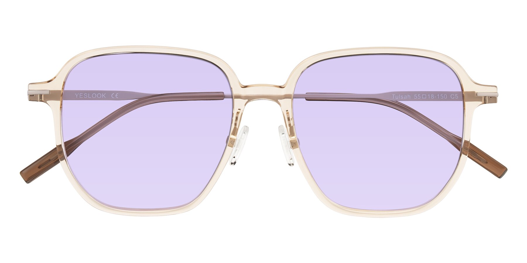 Folded Front of Tulsah in Light Orange with Light Purple Tinted Lenses