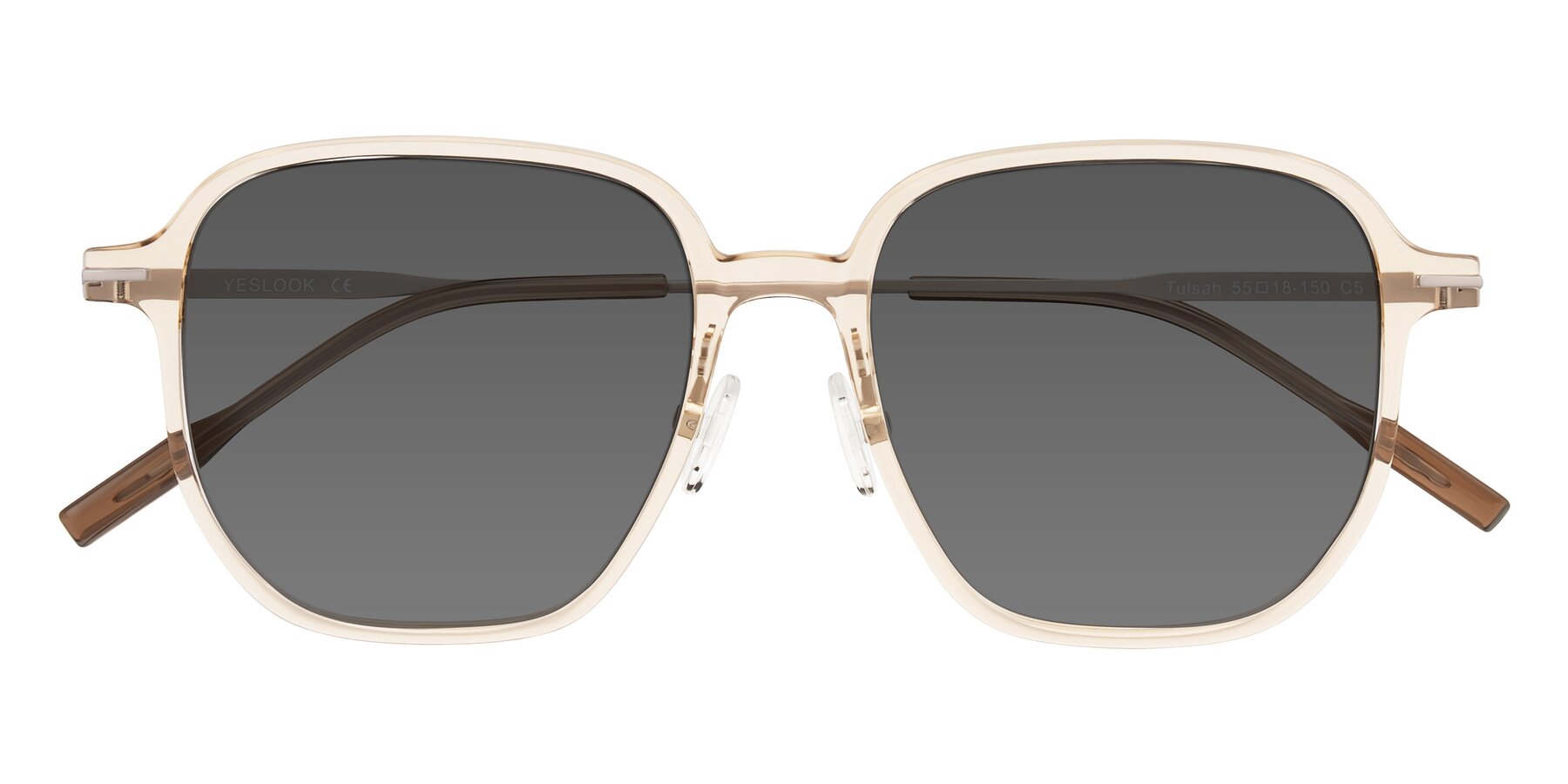 Folded Front of Tulsah in Light Orange with Medium Gray Tinted Lenses