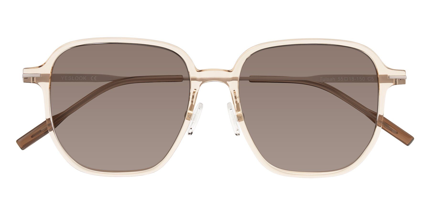 Folded Front of Tulsah in Light Orange with Medium Brown Tinted Lenses