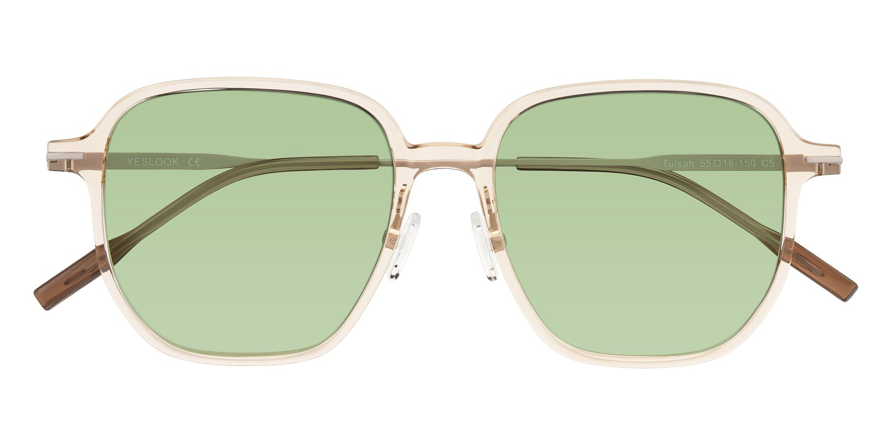 Folded Front of Tulsah in Light Orange with Medium Green Tinted Lenses