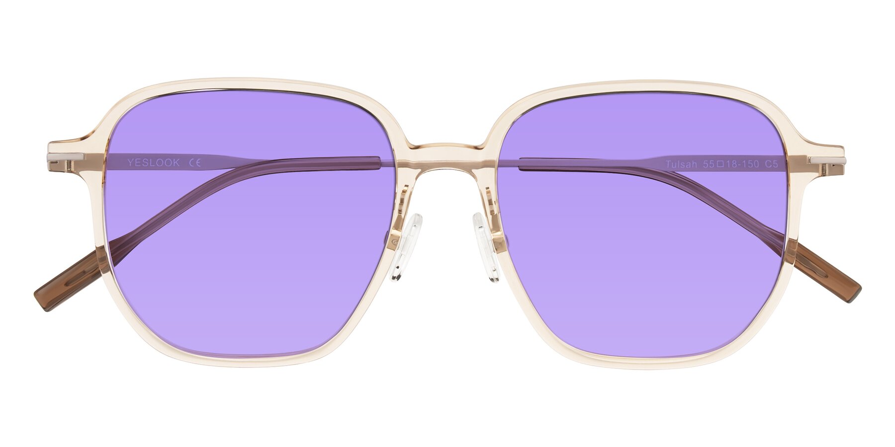 Folded Front of Tulsah in Light Orange with Medium Purple Tinted Lenses