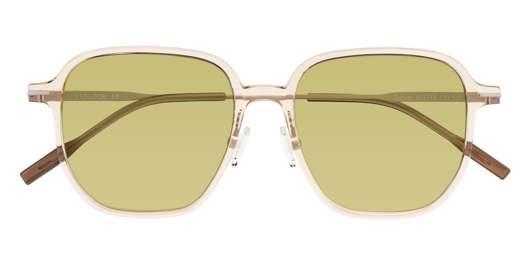 Folded Front of Tulsah in Light Orange with Medium Champagne Tinted Lenses