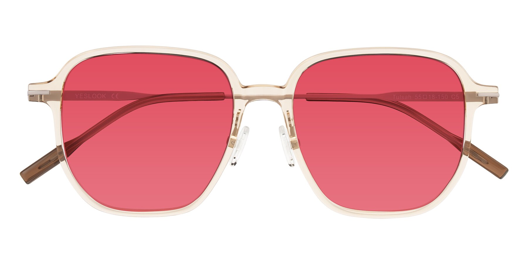 Folded Front of Tulsah in Light Orange with Red Tinted Lenses