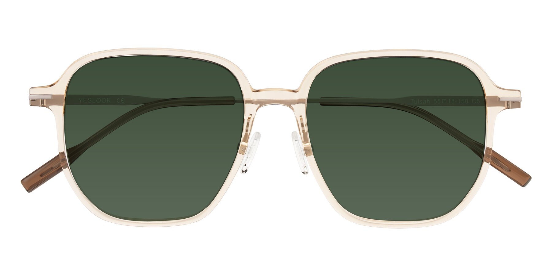 Folded Front of Tulsah in Light Orange with Green Tinted Lenses